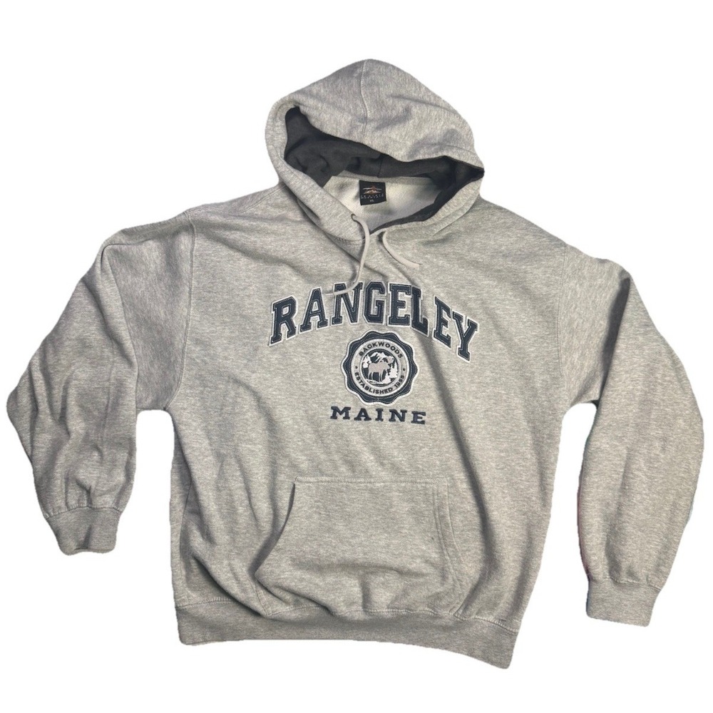 Prairie Mountain Hoodie Mens XL Gray Rangeley Maine Pullover Sweatshirt EUC